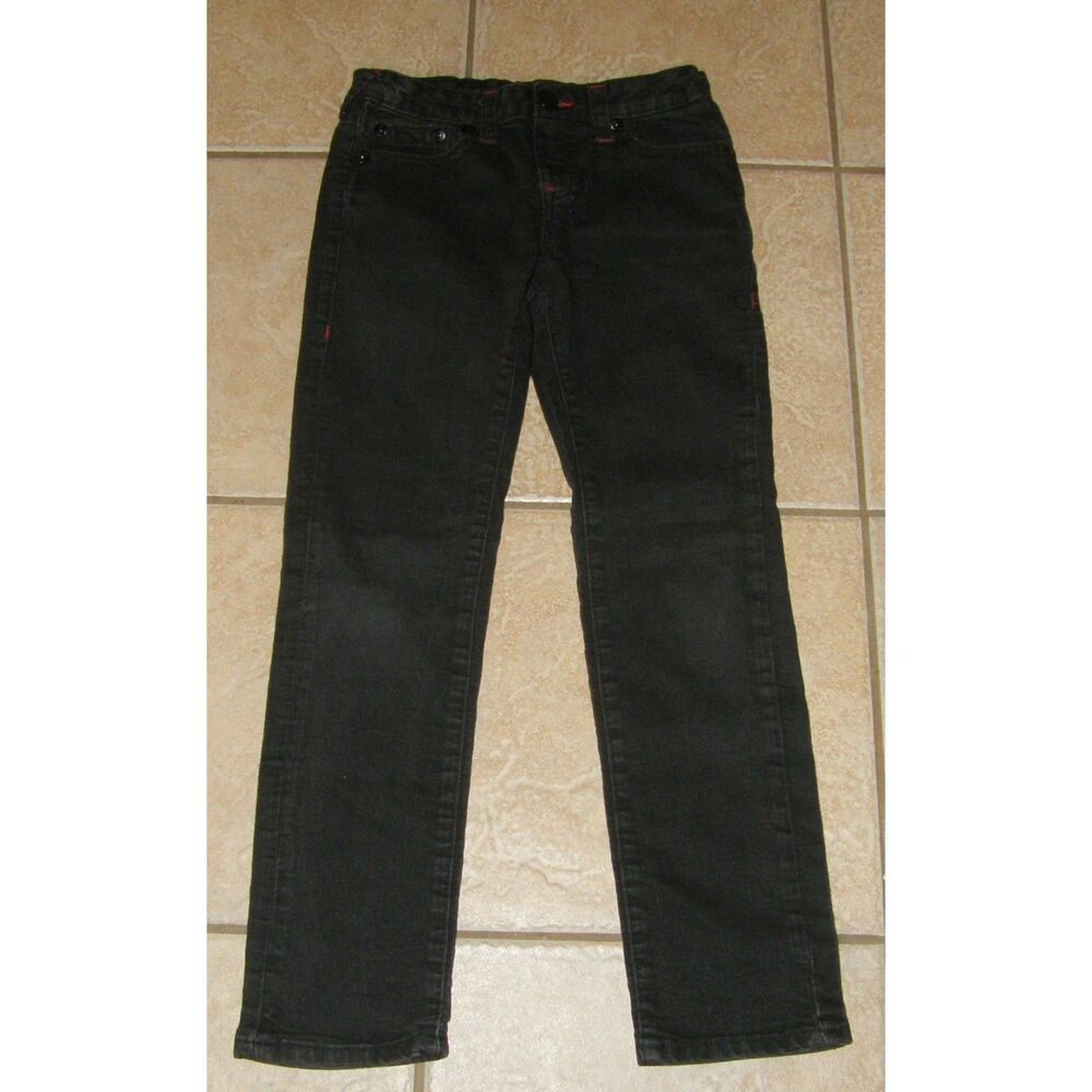 TRUE RELIGION Boys Sz 10 Relaxed Slim Adjustable Waist Stretchy Black GENO Jeans